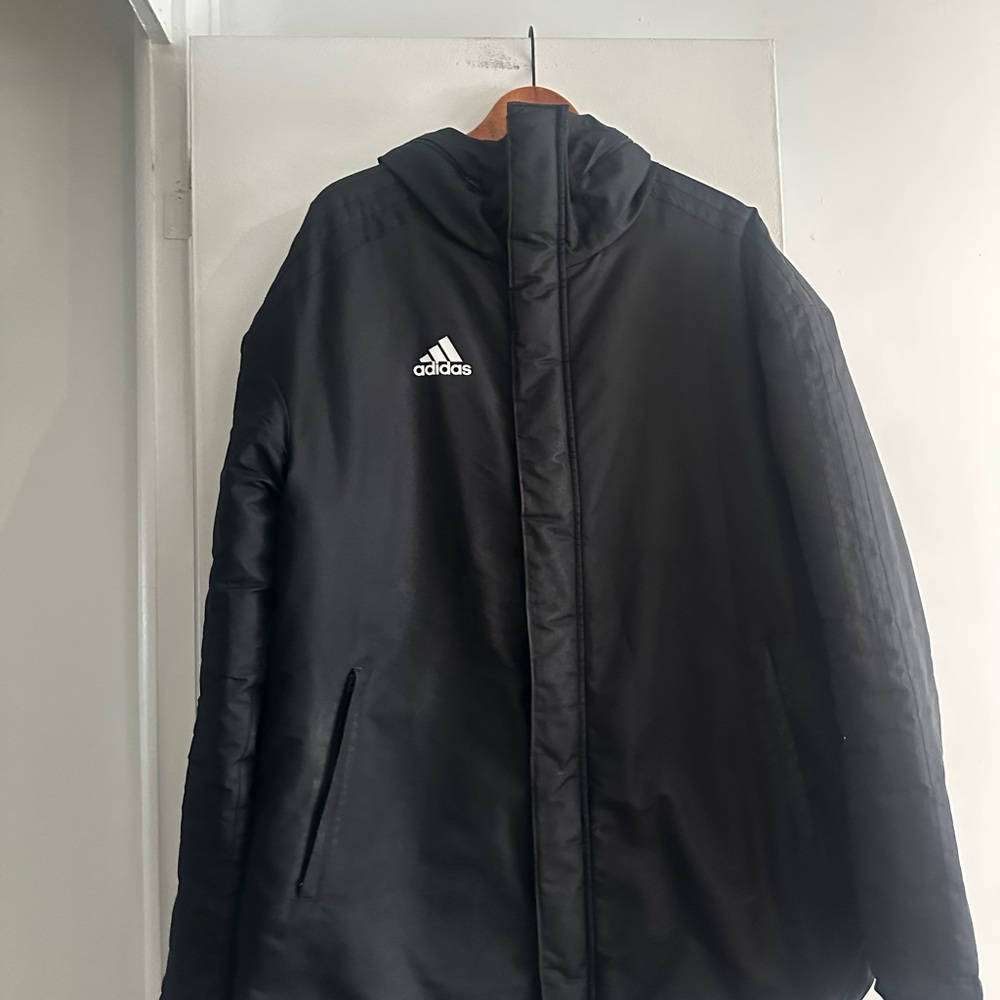 Adidas Men's Black Performance winter Jacket famous 3 stripe - Unisex - Picture 2 of 15